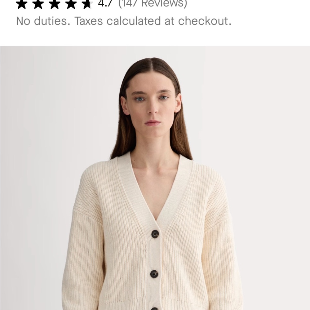 Everlane Women's Cream Cardigan Sweater